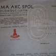Chema akc. spol. Olomouc - Lut�n - firemn� pap�r 15. z���. 1939